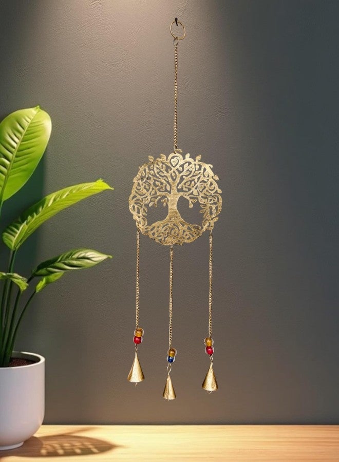 WARMINGO DE جرس رياح معدني من WARMINGO DE للمنزل والحديقة والشرفة وكهدية | جرس رياح على شكل شجرة، قطعة ديكور معلقة على الحائط | جرس معلق وفقًا لمبادئ فنغ شوي وفاستو | تصميم عتيق (شجرة صغيرة عتيقة) - Image 1